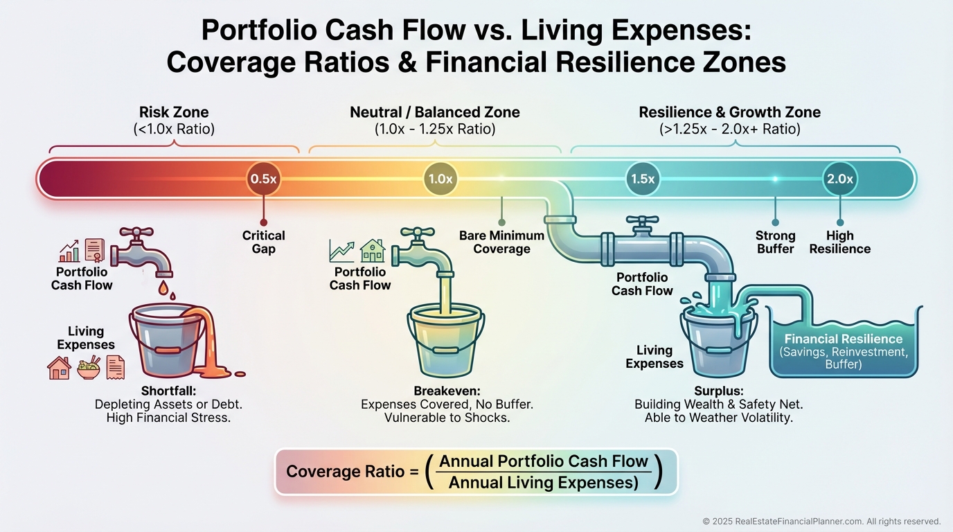 Portfolio Cash Flow vs Living Expenses